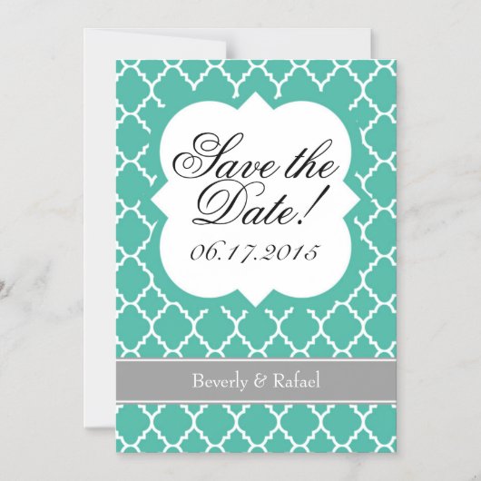 Aquamarines blaues Aqua-Quatrefolie Speichern Sie Magneteinladung (Vorderseite)