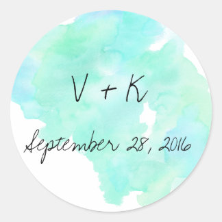 aquamarines blaues Aquarell Modernes Siegel für Ho Runder Aufkleber