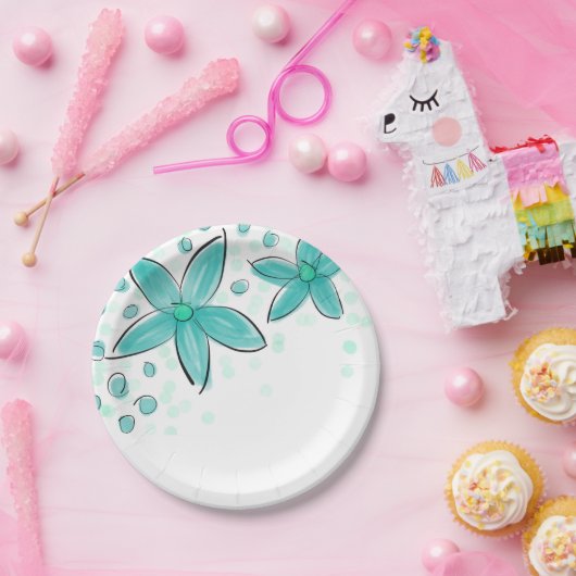 Aquamarines blaues Aquarellmuster Pappteller (Party)