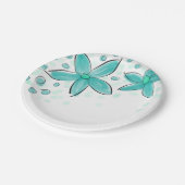 Aquamarines blaues Aquarellmuster Pappteller (Schrägansicht)