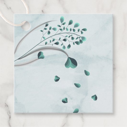 aquamarines blaues Blattfutter Geschenkanhänger (Vorderseite)