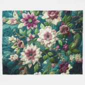 Aquamarines blaues Blumendesign Fleecedecke (Vorderseite (Horizontal))