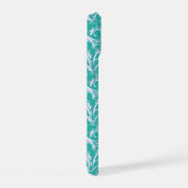 Aquamarines blaues Damaskusmuster Monogramm iPhone 15 Hülle (Rechte Seite)