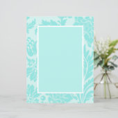 Aquamarines blaues Damastpapier (Stehend Vorderseite)