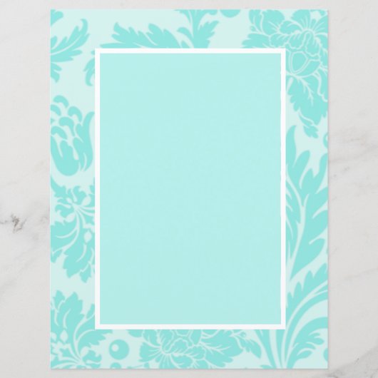 Aquamarines blaues Damastpapier (Vorderseite)