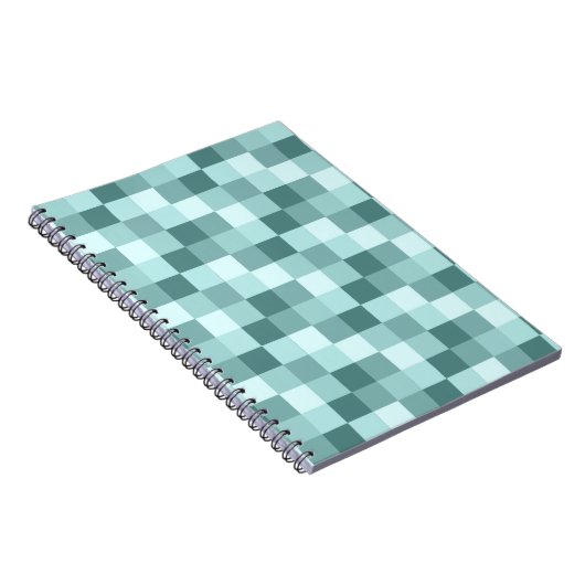 Aquamarines blaues einfarbiges Checkered Muster Notizblock (Rechte Seite)