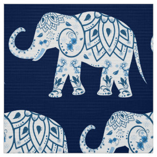 Aquamarines blaues Elefant-Gewebe Stoff