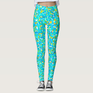 Aquamarines blaues gelbes Abstraktes Muster Leggings