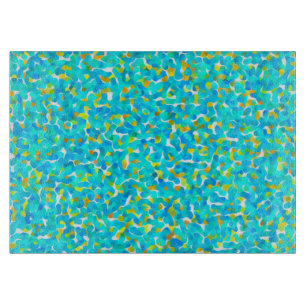 Aquamarines blaues gelbes Abstraktes Muster Schneidebrett