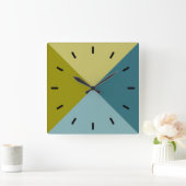 Aquamarines Blaues Gelbgold Quadratische Wanduhr (Zuhause)