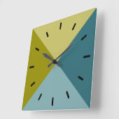 Aquamarines Blaues Gelbgold Quadratische Wanduhr (Winkel)