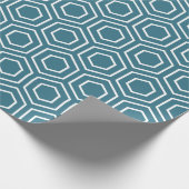 Aquamarines blaues geometrisches geschenkpapier (Ecke)
