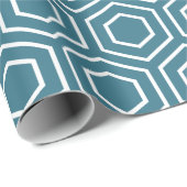 Aquamarines blaues geometrisches geschenkpapier (Rolleneckpunkt)