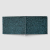 Aquamarines blaues geschliffenes Leder (Imitate) Gästebuch (Voll)