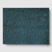 Aquamarines blaues geschliffenes Leder (Imitate) Gästebuch (Rückseite)