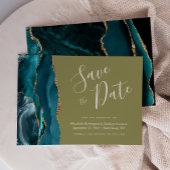Aquamarines blaues Gold Agate Olive Green Save the Einladung