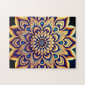 Aquamarines blaues goldblütenfarbenes Mandala Puzzle (Horizontal)