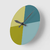 Aquamarines blaues Goldgelb Runde Wanduhr (Winkel)