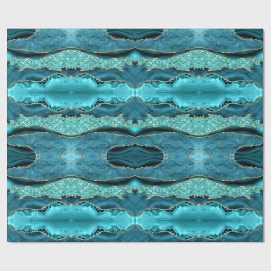 Aquamarines blaues Goldmarmor Türkis-Wrapping Papi Geschenkpapier (Flach)