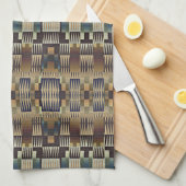 Aquamarines blaues graues Tan Taupe Brown Tribal A Geschirrtuch (Viertel Falte)