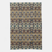 Aquamarines blaues graues Tan Taupe Brown Tribal A Geschirrtuch (Vertikal)