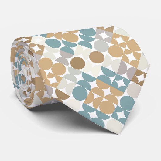 Aquamarines blaues graues Taupe Beige Kunstmuster Krawatte (Gerollt)