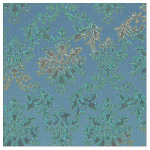 Aquamarines blaues Grün-Damast-Druck-Gewebe Stoff