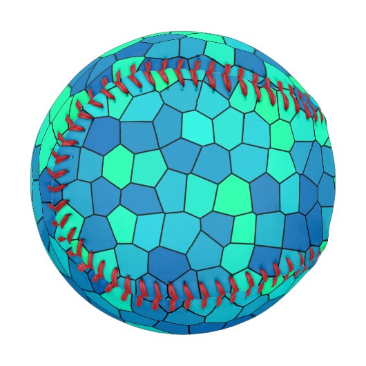 Aquamarines blaues, grün-zyanfarbenes Glasmuster Baseball (Vorderseite Links)