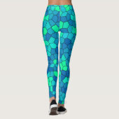 Aquamarines blaues, grün-zyanfarbenes Glasmuster Leggings (Rückseite)