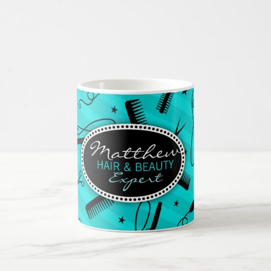 Aquamarines blaues Haar u. Schönheit Kaffeetasse (Mittel)