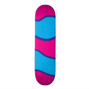 Aquamarines blaues heißes Rosa-Farbwellen-Muster Skateboard