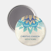 aquamarines blaues Imitat Goldfolie Lotus Logo Magnet (Vorderseite/Rückseite)