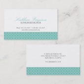 Aquamarines blaues Kleeblatt, modernes Muster Visitenkarte (Vorne/Hinten)