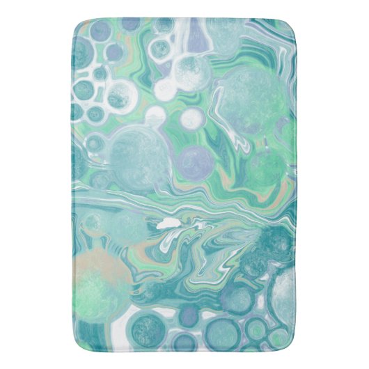 Aquamarines blaues Marmorwasser Kunst Badematte (Vorderseite Vertikal)