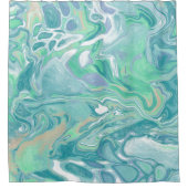 Aquamarines blaues Marmorwasser Kunst Duschvorhang (Vorderseite)