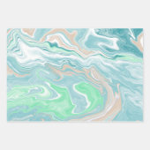Aquamarines blaues Marmorwasser Kunst Geschenkpapier Set (Vorderseite 3)