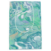 Aquamarines blaues Marmorwasser Kunst Mittlere Geschenktüte (Vorderseite)