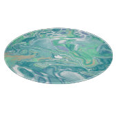 Aquamarines blaues Marmorwasser Kunst Schneidebrett (Ecke)