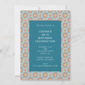 Aquamarines blaues Medallion Border Folkloremuster Einladung (Vorderseite)