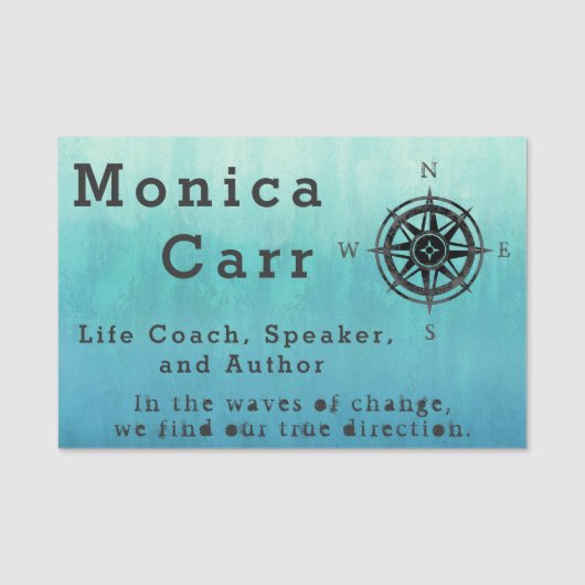 Aquamarines Blaues Meer Namensschild (Vorderseite)