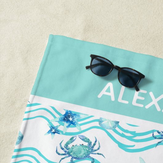 Aquamarines blaues Meer Strandtuch (Beispiel)