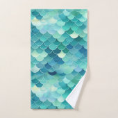 Aquamarines blaues Mermaid-Skalenmuster Badhandtuch Set (Handtuch)