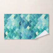 Aquamarines blaues Mermaid-Skalenmuster Badhandtuch Set (Handtuch)