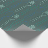 Aquamarines blaues Messergabelampenmuster Geschenkpapier (Ecke)