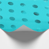 Aquamarines Blaues Metallisches Imitat Foil Polka  Geschenkpapier (Ecke)