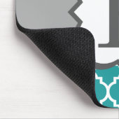 Aquamarines blaues Monogramm Letter P Quartett Mousepad (Ecke)