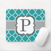 Aquamarines blaues Monogramm Letter P Quartett Mousepad (Mit Mouse)
