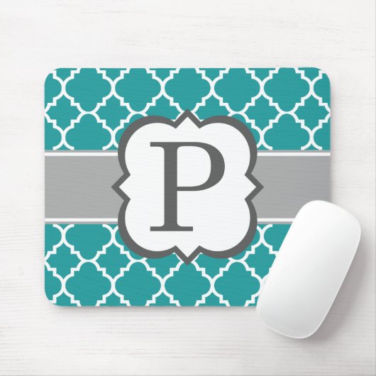 Aquamarines blaues Monogramm Letter P Quartett Mousepad (Mit Mouse)