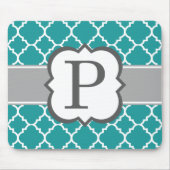 Aquamarines blaues Monogramm Letter P Quartett Mousepad (Vorne)