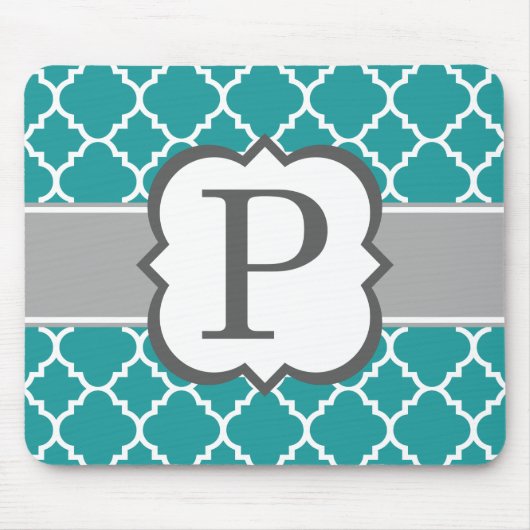 Aquamarines blaues Monogramm Letter P Quartett Mousepad (Vorne)
